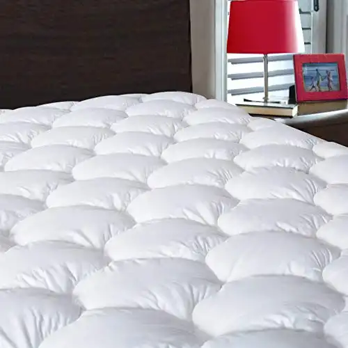 Mattress Pad Cover Queen Size - Breathable Soft Fluffy with Waterproof Bottom Layer - Pillow Top Cotton Top Down Alternative Filling Cooling Mattress Topper