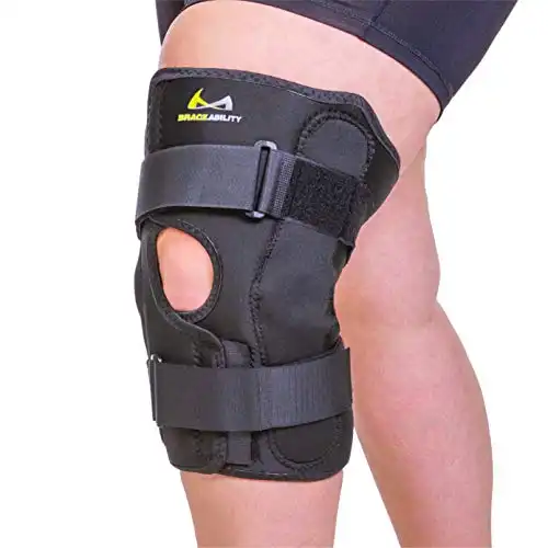 BraceAbility Obesity Hinged Knee Pain Brace - Overweight Men and Women's Wraparound Plus-Size Support for Osteoarthritis, Joint Pain, Ligament Weakness, Medial and Lateral Kneecap Instability (4X...