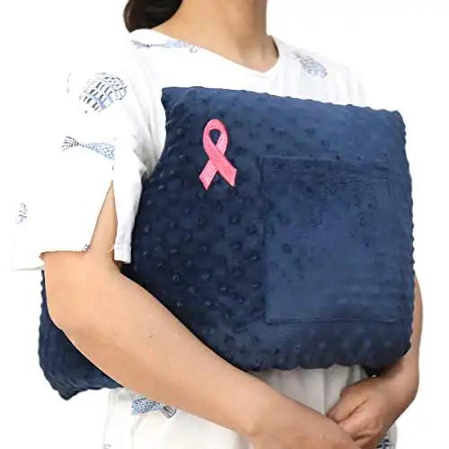 Mastectomy Chest Pillow for Breast Cancer Surgery Lumpectomy Reconstruction Chest Healing Protector Post-Surgery Recovery Support Patient Care(Blue)