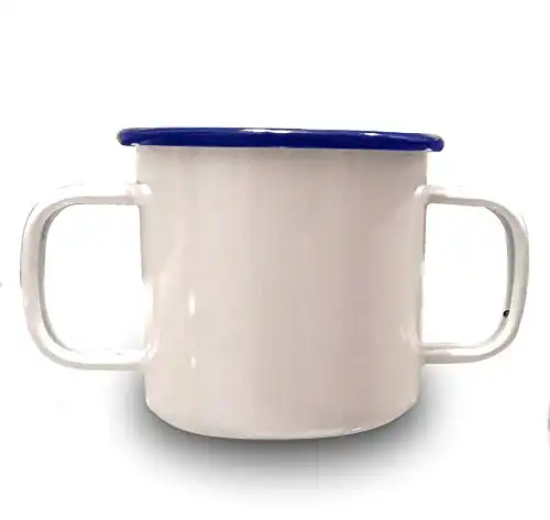 Two-Handled Steel 16 Ounce Cup for Easy Drinking with Essential Tremors and Arthritis