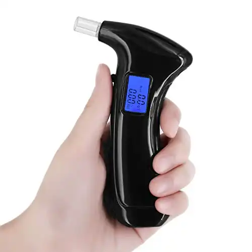 Portable Alcohol Tester with LCD Display Upgraded Breathalyzer Mouthpieces Carrying Case Digital for Home Use