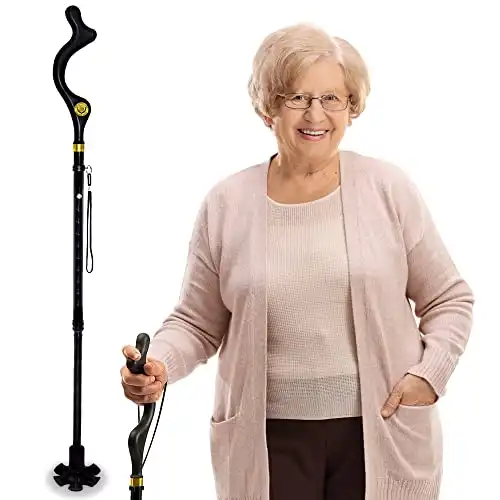 Campbell Posture Cane for Men & Women - Walking Canes for Seniors, Folding Cane, Walking Stick Made w/Heavy-Duty Aluminum, Ergonomic Campbell Handle, Rubber Traction Tip, Elderly Assistance Produc...