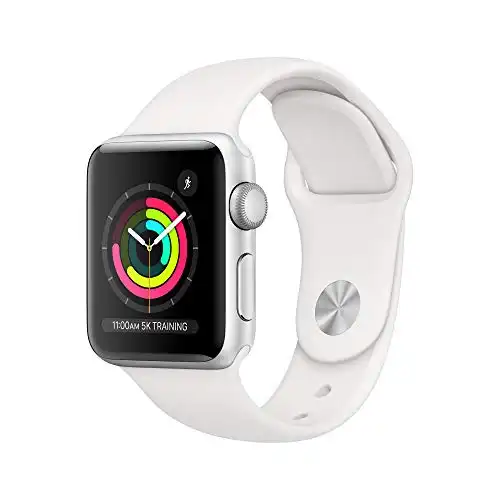 Apple Watch Series 3 [GPS 38mm] Smart Watch w/Silver Aluminum Case & White Sport Band. Fitness & Activity Tracker, Heart Rate Monitor, Retina Display, Water Resistant