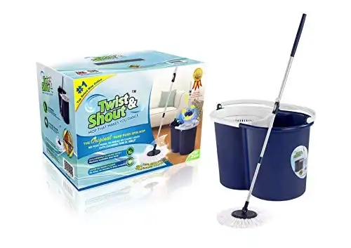 Twist and Shout Mop - Award Winning Original Hand Push Spin Mop with 2 Microfiber Mopheads