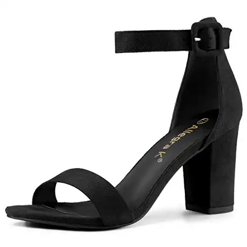 Allegra K Women's High Chunky Heel Buckle Ankle Strap Sandals