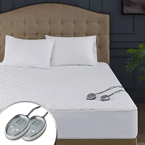 Heated Mattress Pad California King Size with Dual Control, Washable Cotton Top Electric Bed Warmer, Fitted Heating Sheets, 20 Heat Settings & Auto Shut Off, Cover Up to 18 Inch Mattresses