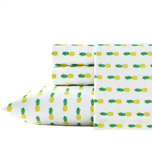 Poppy & Fritz - Twin Sheets, Cotton Percale Bedding Set, Crisp & Cool, Lightweight Home Decor (Pineapple, Twin)