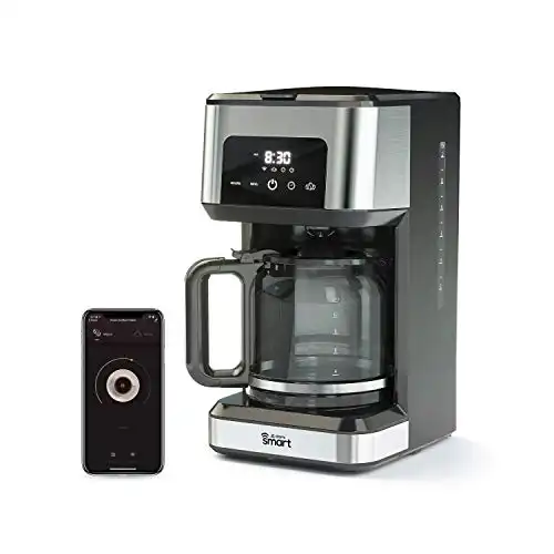 Atomi Smart WiFi Coffee Maker - No-Spill Carafe Sensor, Black/Stainless Steel, 12-Cup Carafe, Reusable Filter, Customization Features, Control with Voice or App, Works with Alexa and Google Assistant