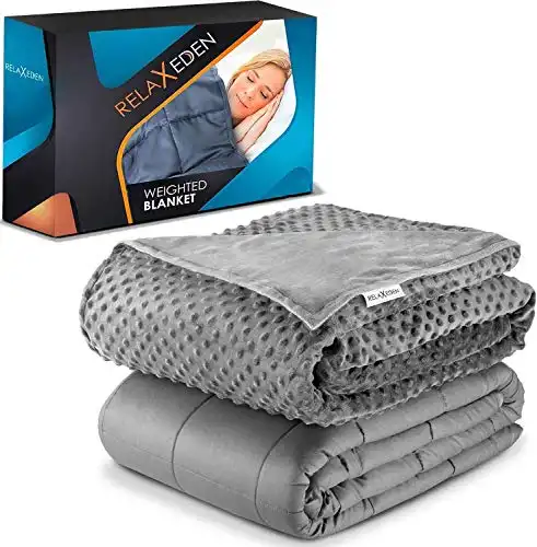 RelaxEden® Adult Weighted Blanket W/Removable, Washable Duvet Cover| 15 lbs, 60”x 80” Size| Heavy Glass Micro-Beads| Supreme Sleeping Comfort for Adults| Hot & Cold Sleeping| 100% Soft Cotton...