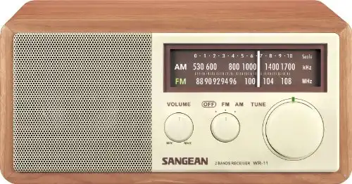 Sangean WR-11 Wood Cabinet AM/FM Table Top Analog Radio Wooden