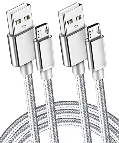 2 Pack 6Ft Extra Long 2.4A Rapid Micro USB Cable Quick Fast Charging for Kindle fire Hd, Hdx, Samsung Galaxy S7 Edge/S6/S5,Note 5/4,LG G4,Motorola Moto E5 G5 Play,PS4 Controller,Android Phone Tablet