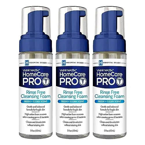 Welmedix Rinse Free Cleansing Foam, 3 in 1 Body Wash, Shampoo and Personal Cleanser for Elderly, Incontinence and Infant Care, Hospital Grade, Sulfate Free, Paraben Free (Pack of 3)