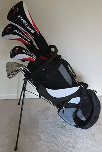 Tall Mens Golf Set Complete - Right Handed Driver, Fairway Wood, Hybrid, Irons, Putter, Stand Bag Clubs +1 Length Regular Flex