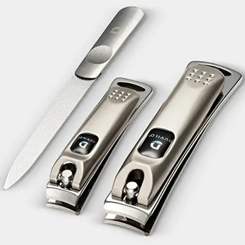 Nail Clippers set, Fingernail and Toenail Clipper, Sharp Nail Cutter Stainless Steel Set of 2 + Bonus Nail File