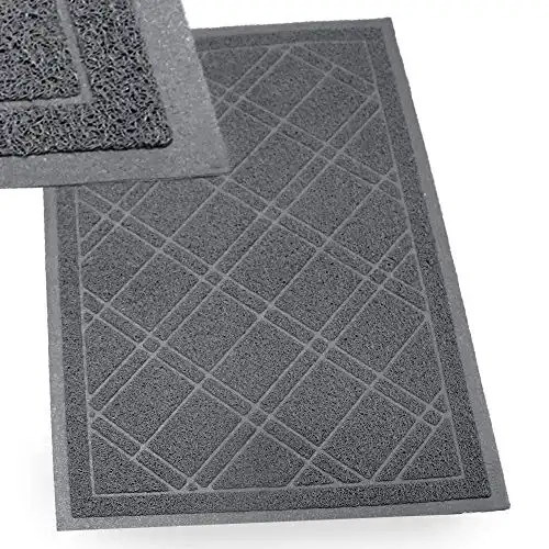 IPRIMIO Bathroom Mat for Shower, Bath, Low Profile. Non Slip, Nursing Homes, Bathtub and Sink 35x23 Gray Plaid Design Duraloop Anti Slip Durable Washable - Strong Dirt Absorbent Inside Floor Mat