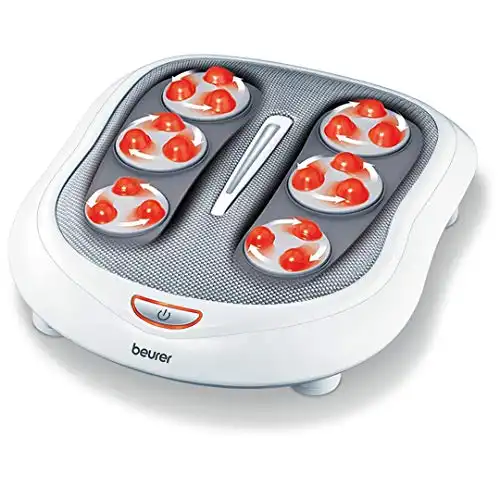 Beurer Foot Massager with Heat | Foot Massager Machine with 18 Rotating Massage Balls | Shiatsu Foot Massager for All Feet Sizes | Heated Foot Massager with 2 Massage Levels, FM60