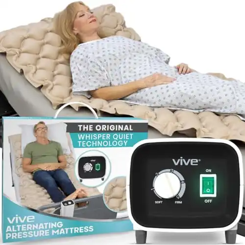 Vive Alternating Air Pressure Mattress Pad - The Original Bed Sore Prevention Solution - Hospital & Home Mattress Topper - Includes Waterproof, Heat Resistant Ulcer Cushion Pad & Whisper Quiet...