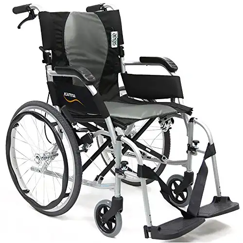 Karman Healthcare 19.8 lbs Ergonomic Ultra Lightweight Wheelchair, Pearl Silver, 18x17 ", 1 Count