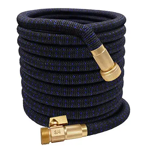 50ft Expandable Garden Hose Flexible Garden Hose Lightweight Extra Strength Fabric and 3-Layer Latex Core, 3/4" Solid Brass Fittings, No-Kink, Best Choice for Watering and Washing