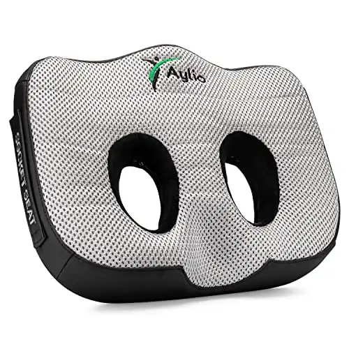 Aylio Socket Seat Cushion for Sit Bone and Back Pain Relief, Butt, Tailbone, Hip, Hamstring, Posture Support - Firm Memory Foam Comfort Ischial Tuberosity Pillow for Desk Chair or Car