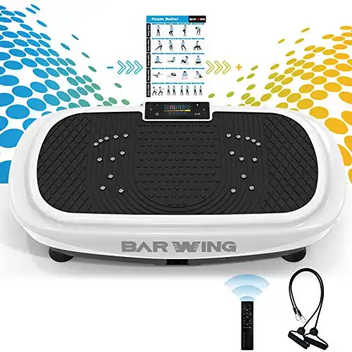 BARWING 4D Vibration Plate Exercise Machine - Triple Motor Vibration Platform Machine for Home Workouts with Resistance Bands and Remote Control White