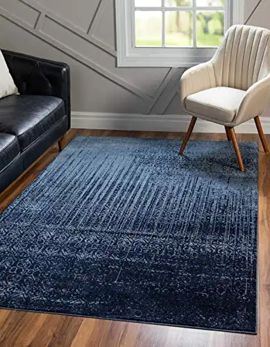 Unique Loom Del Mar Collection Area Rug - Jennifer (4' 1" x 6' 1" Rectangle, Blue/ Navy Blue)