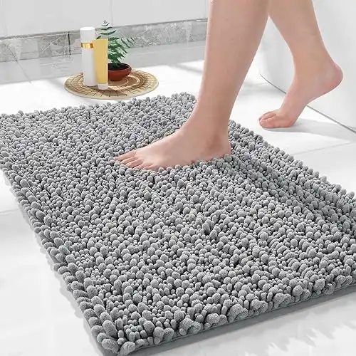 Yimobra Bathroom Rug Mat, 24'' x 17'', Luxury Chenille Shaggy Bath Rugs, Extra Soft & Thick, Absorbent Water, Non-Slip, Machine Washable, Bath Mats for Bath Floor,Tub and Showe...