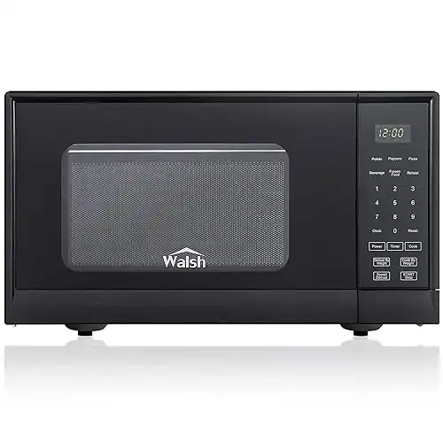 Walsh WSCMSR09BK-09 Countertop Microwave Oven,6 Cooking Programs LED Lighting Push Button,0.9 Cu. Ft/900W,Black